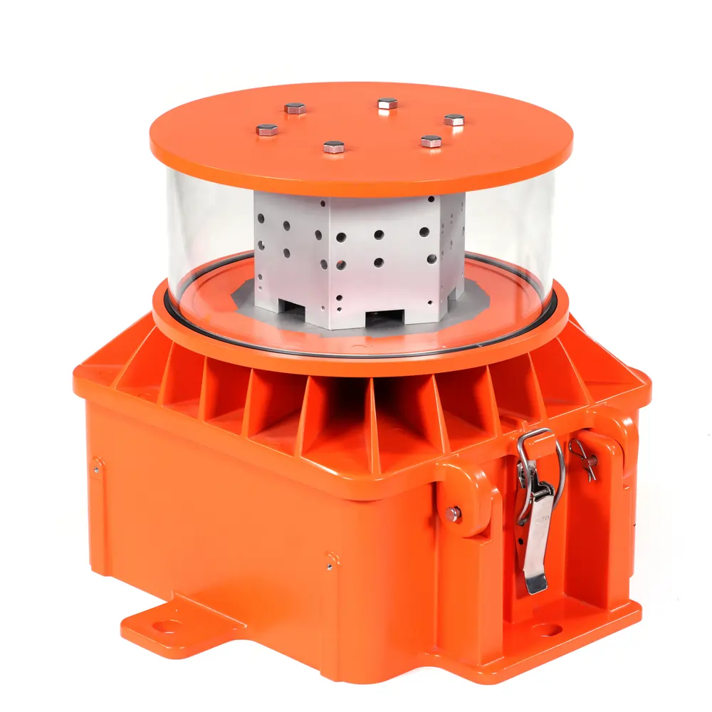 Powder-coated safety light housing used on aircraft building equipment