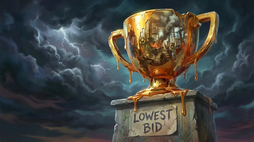 molten golden cup with the text lowest bid