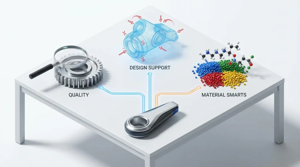 table with three distinct considerations for choosing the right parts partner