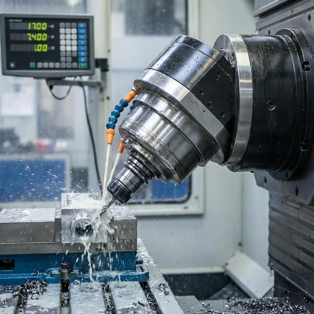 5 axis CNC machined component with complex contours and multi-face features