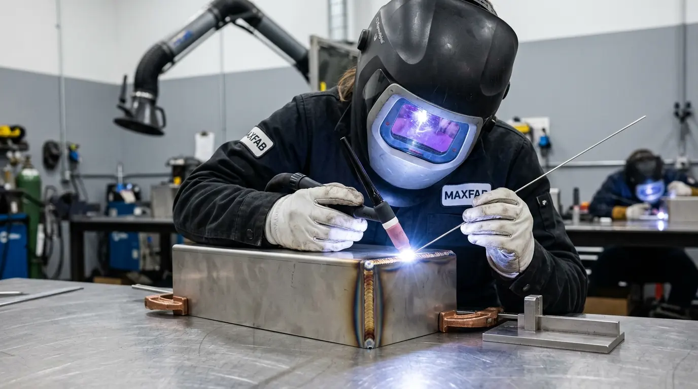 Automated robotic laser welding cell joining thin aluminum panels for an EV battery enclosure in a high-volume automotive manufacturing line