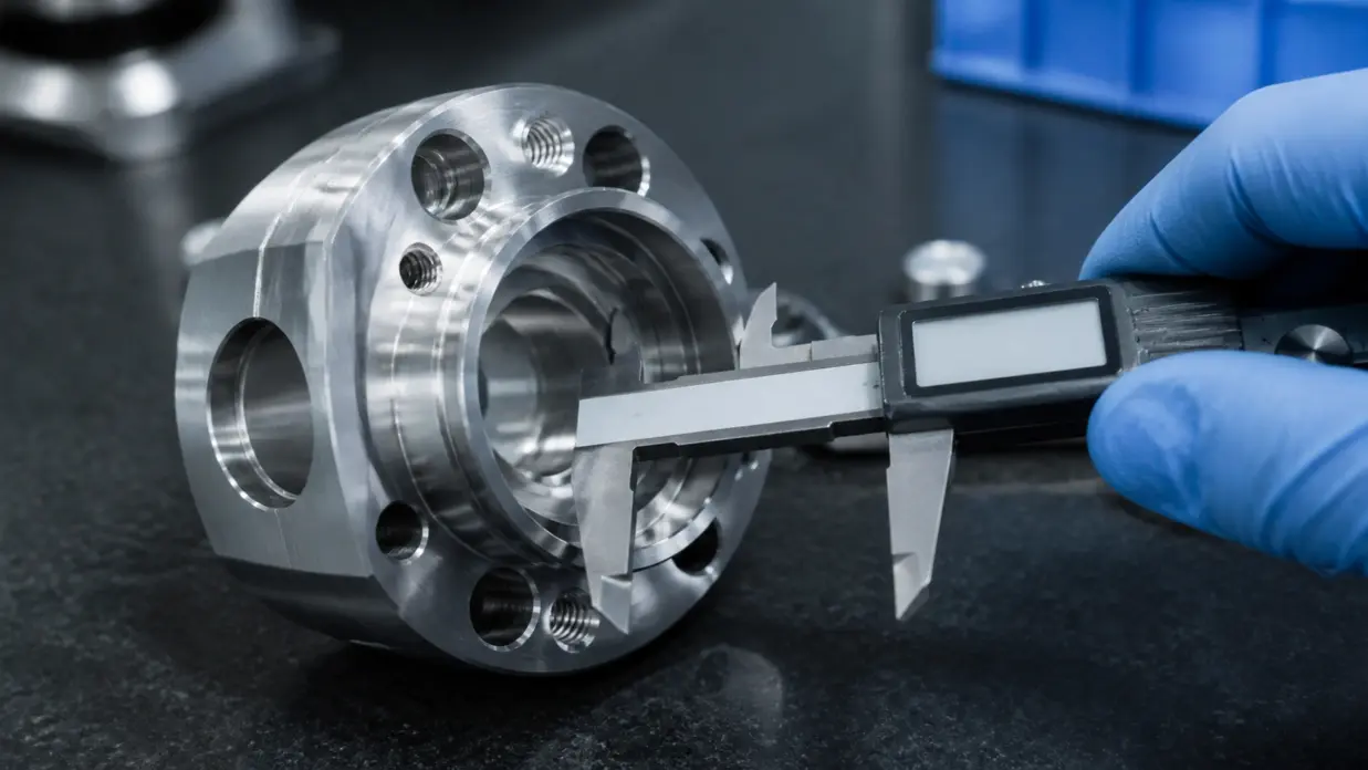 CNC machining tolerances being checked during CNC engineering inspection