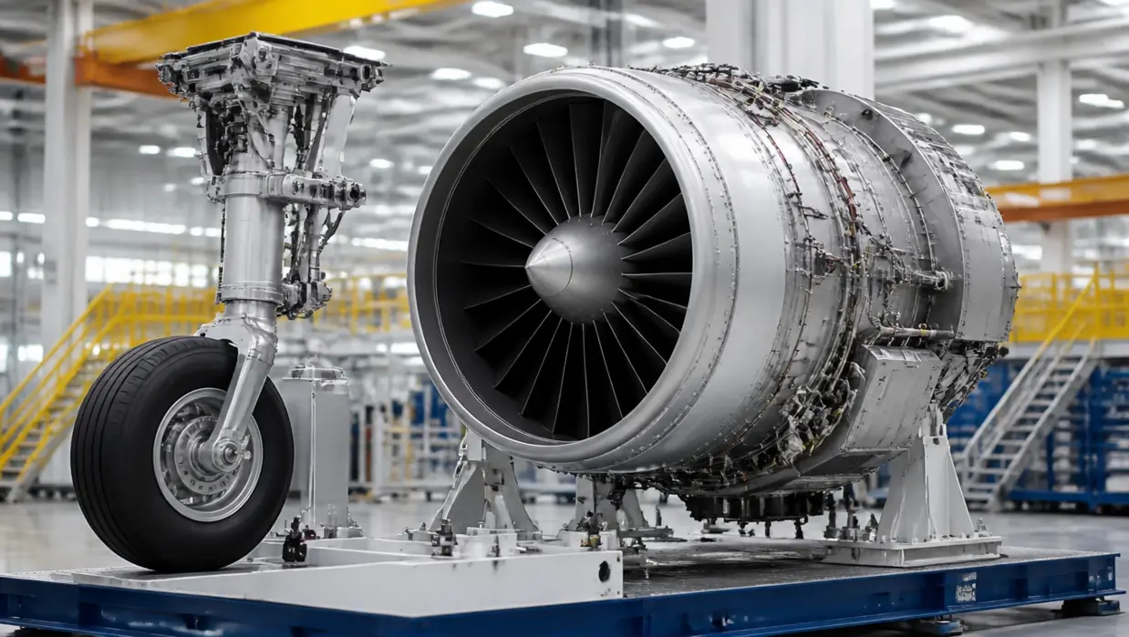 Aerospace engine housing being inspected at Meco