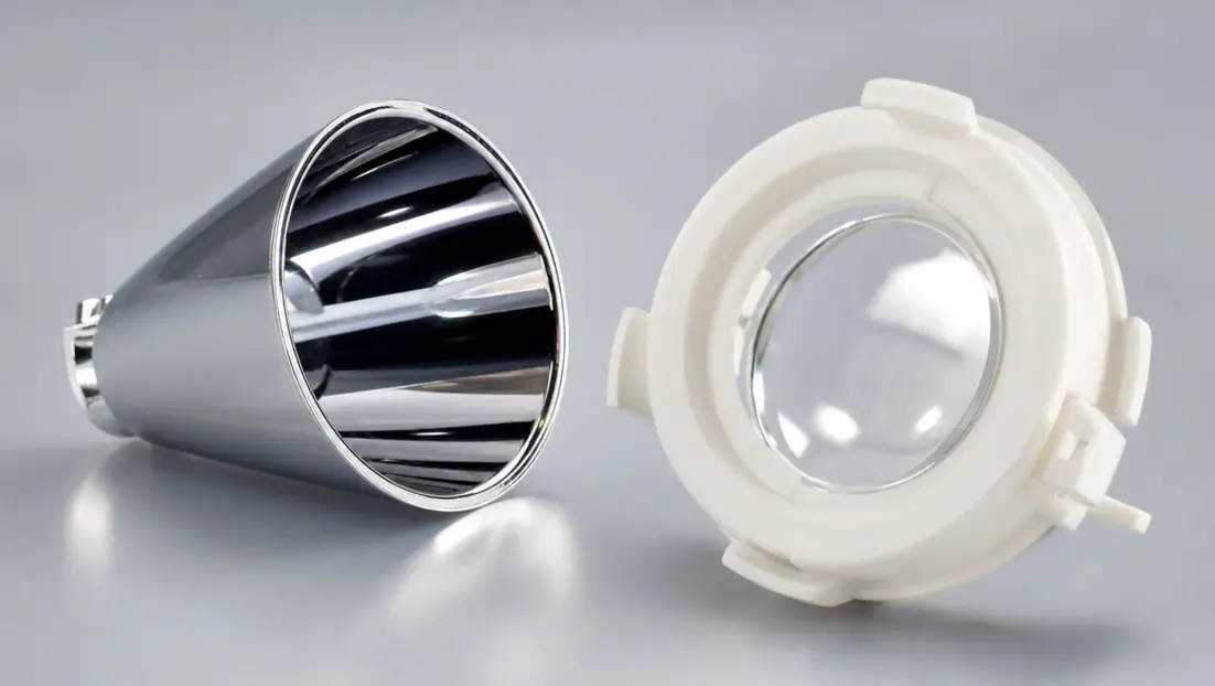 Machined reflector and lens holder for a light fixture