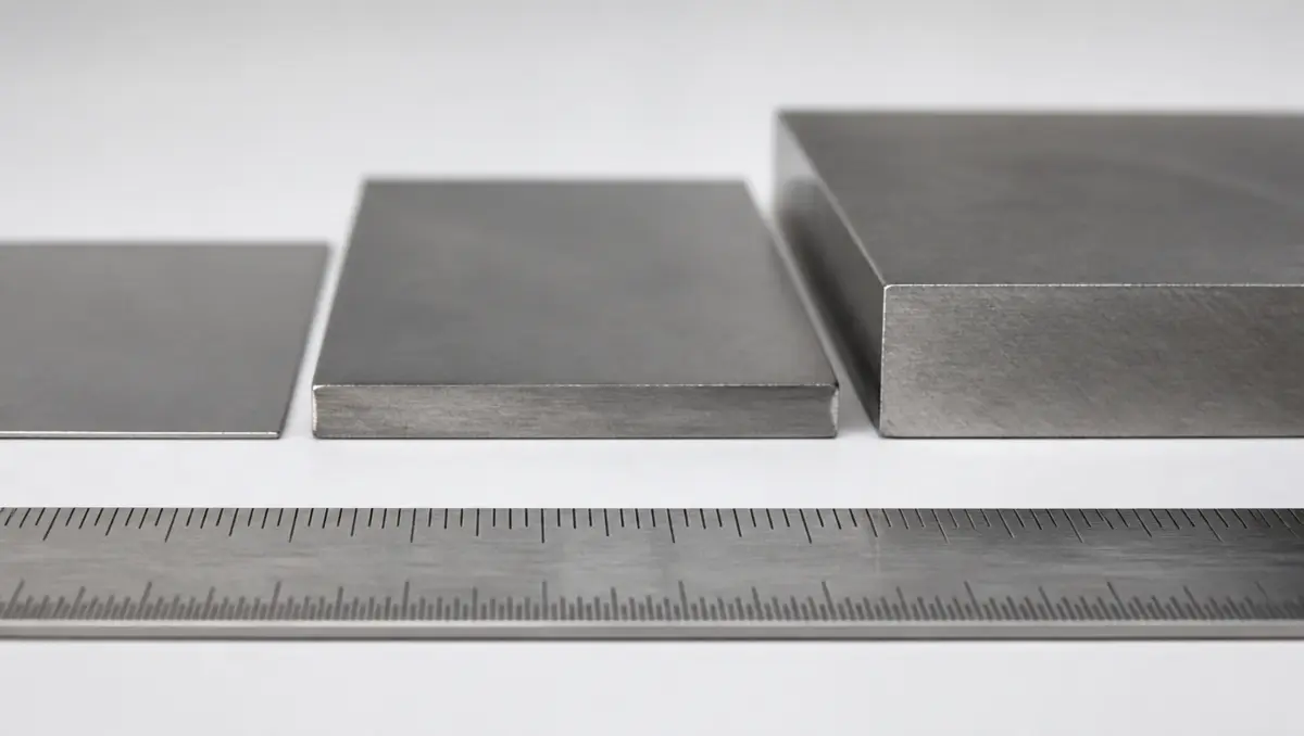 Foil, sheet metal and plate side by side showing the thickness difference
