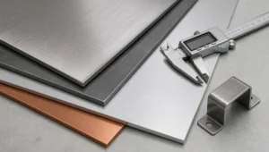 Sheet metal stock in steel, stainless, aluminum and copper at different gauges