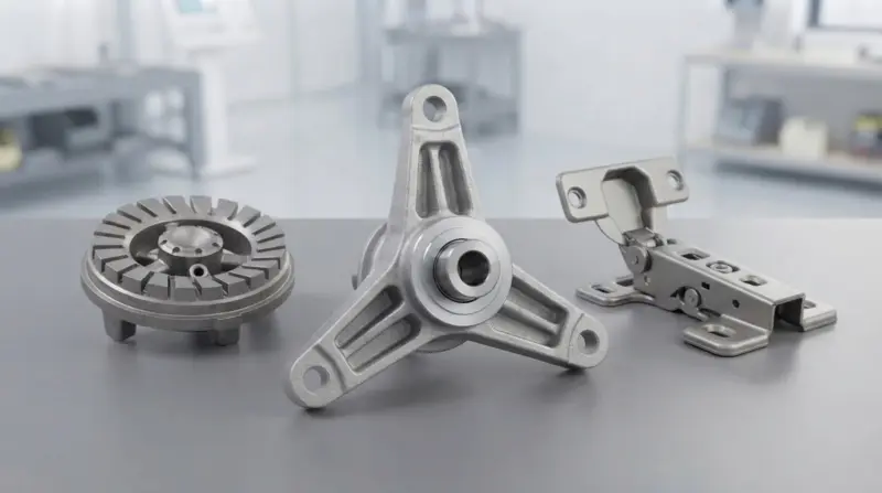 High-pressure die-cast ADC12 aluminum washing machine drum spider hub, gas stove burner head and Zamak door hinge