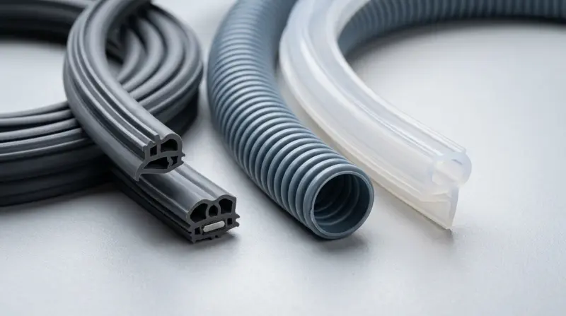 Extruded multi-chamber magnetic EPDM refrigerator door gasket seal, corrugated drain hose and food-grade silicone oven seal
